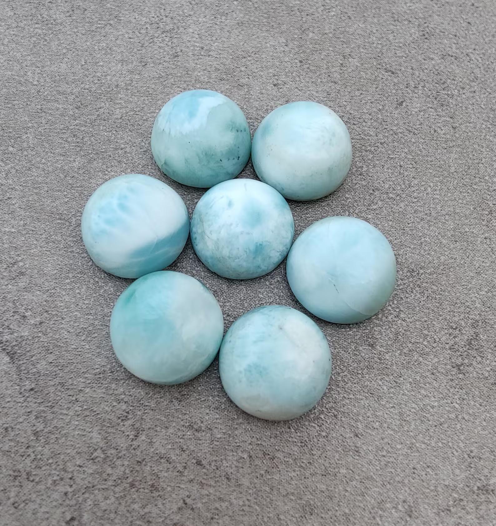 Natural Larimar Cabochon Round Gemstone Flat Back Calibrated Gemstones 5 MM