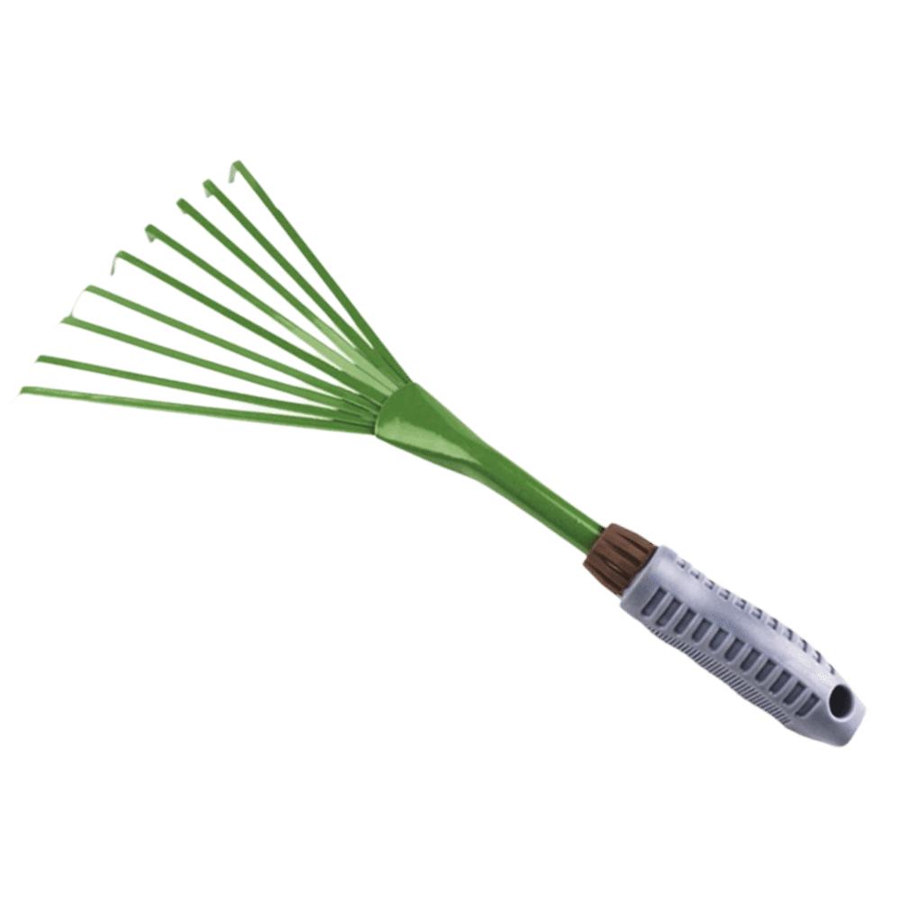 

Iron Garden Rake 9-Teeth Grass Rake Efficient Cleaning Rake Courtyard зелений