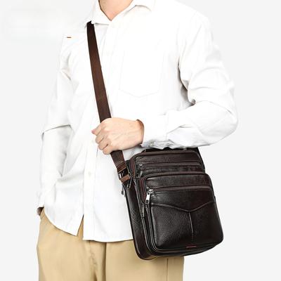 Leather Men's Crossbody Bag, Cowhide Outdoor Portable Shoulder Bag, Multi-functional Single-shoulder Bag