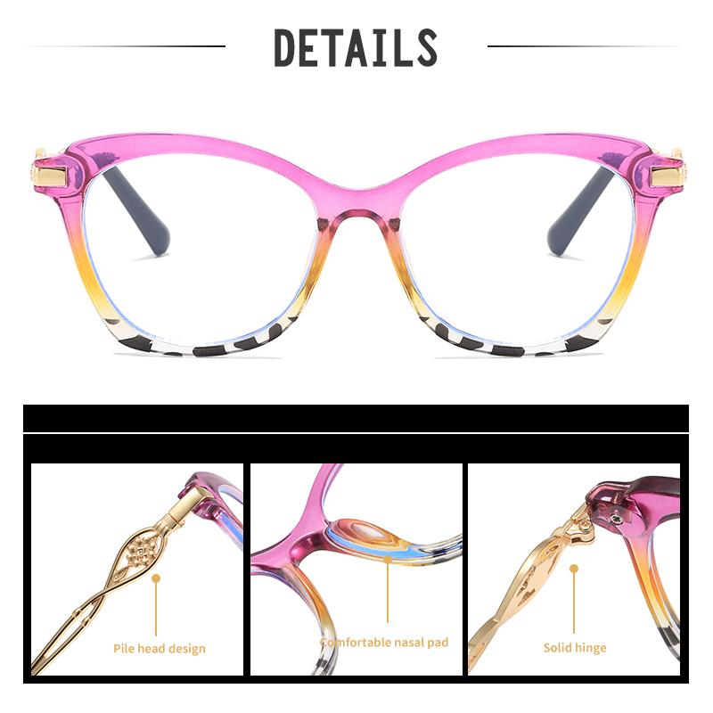 New trend Chic Oversized Cat-Eye Glasses: Black Frame with Gold Accents, Anti-Blue Light Lenses for Trendy Work & Study Wear