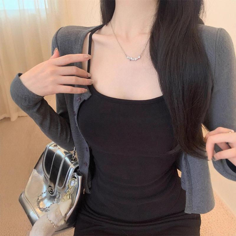 Pure Sweet Sister Halter Vest Female Inside To Wear Outside The United States Strap Fixed Chest Pad Design Sense Slimming Blouse Female