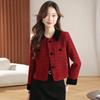 Genuine French Lapel Jacket: Women's Autumn/Winter Angora Red Wool Coat