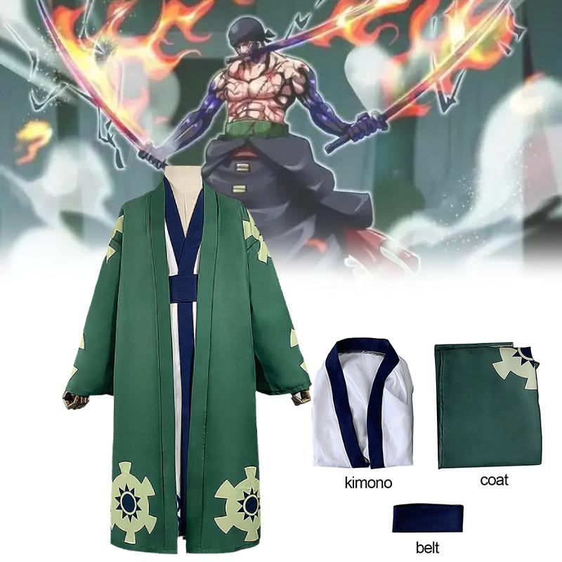 Roronoa One Piece Zoro Cosplay Costume Kimono Robe Full Suit Halloween Play Role