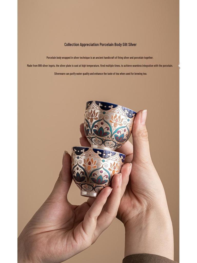 Chinese Silver-Plated Tea Set: Teapot & Cups Gift for Elders, Friends, Housewarming, or Birthday Souvenir.