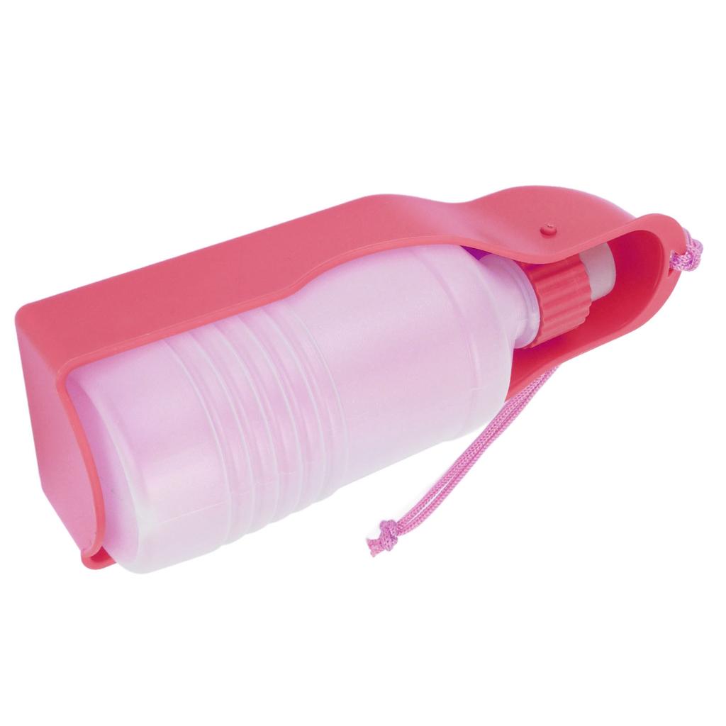 300ml Dog Water Bottle Automatic Hangable Pet Water Dispenser Bottle for Pet Dogs Cats Pink