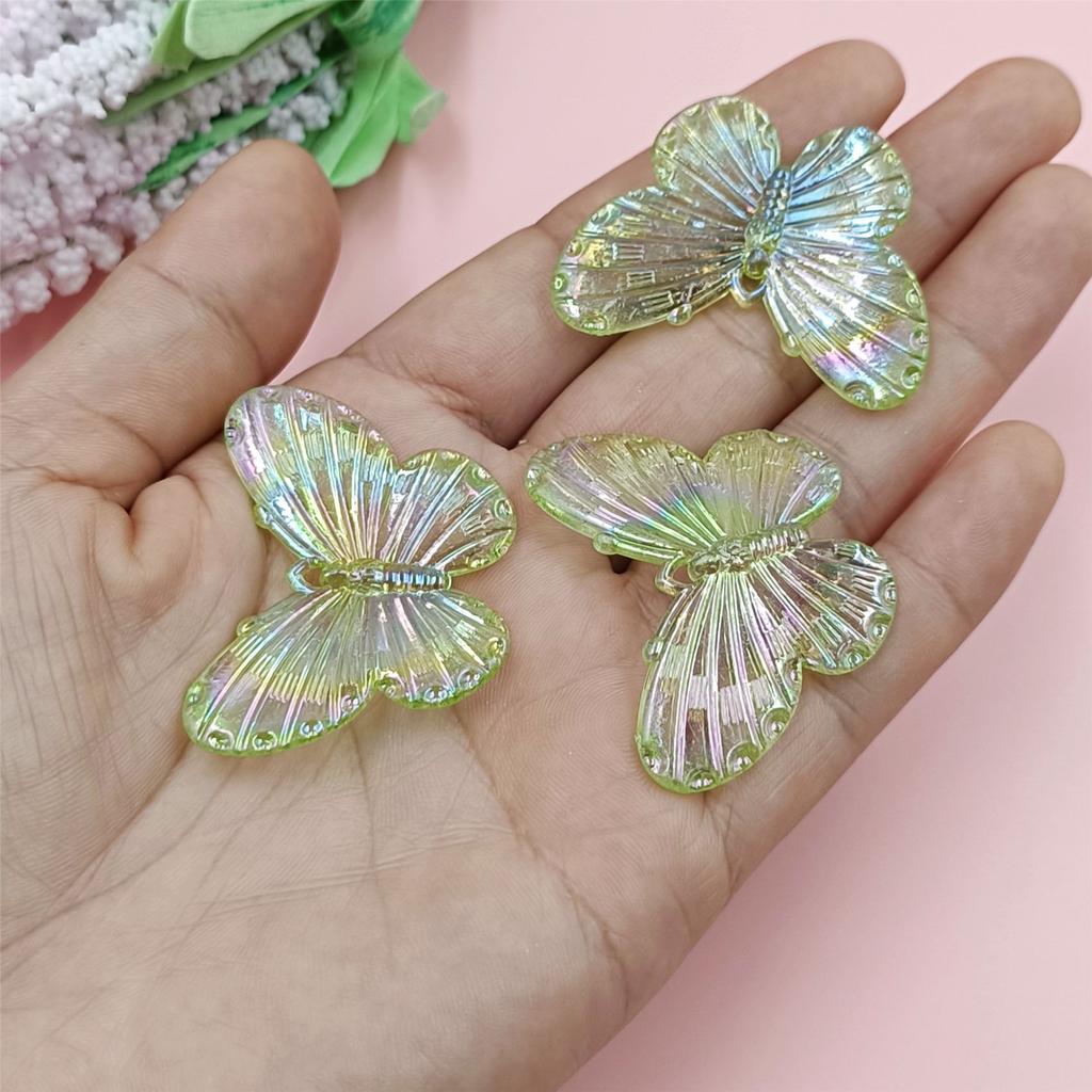 30Pcs 40*30mm Laser Color Single Hole Butterfly Pendant Creative AB Color Beads DIY Accessories for Jewelry Making