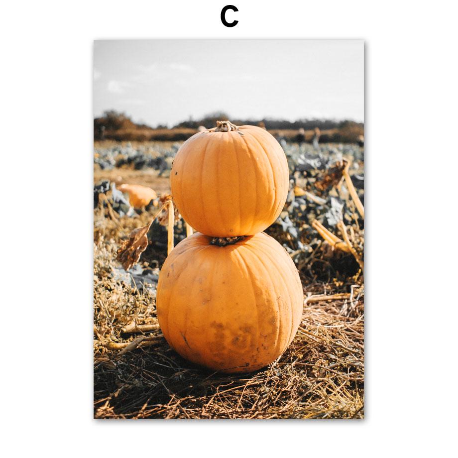 Wall Art Canvas Painting Tree Leaves Pumpkin Rabbit Village Autumn Nordic Posters And Prints Wall Pictures For Living Roon Decor