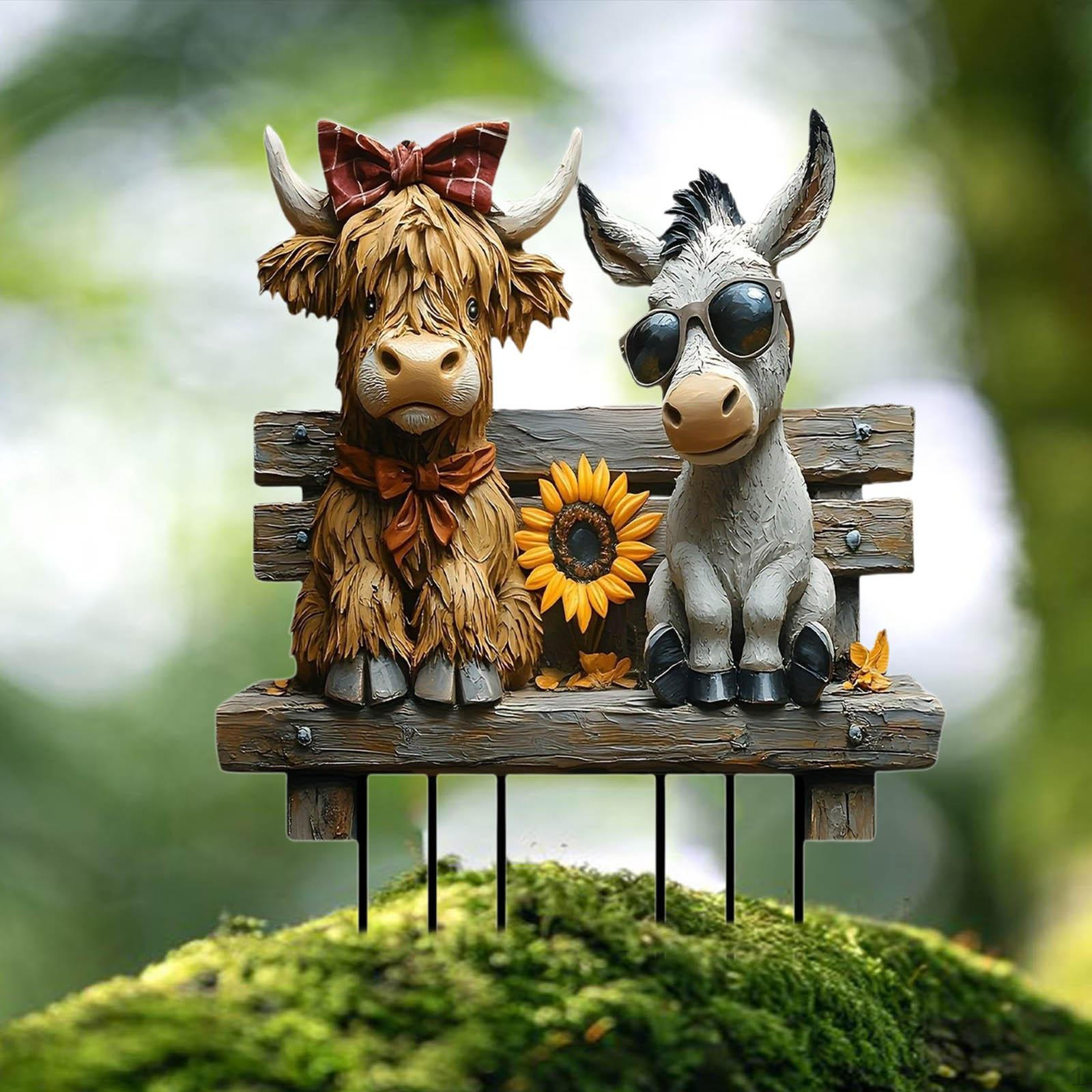 

Декор для садового колышка 2D Плоский акриловый знак для двора Орнамент, Прочный, Декор коровы, Украшение для улицы