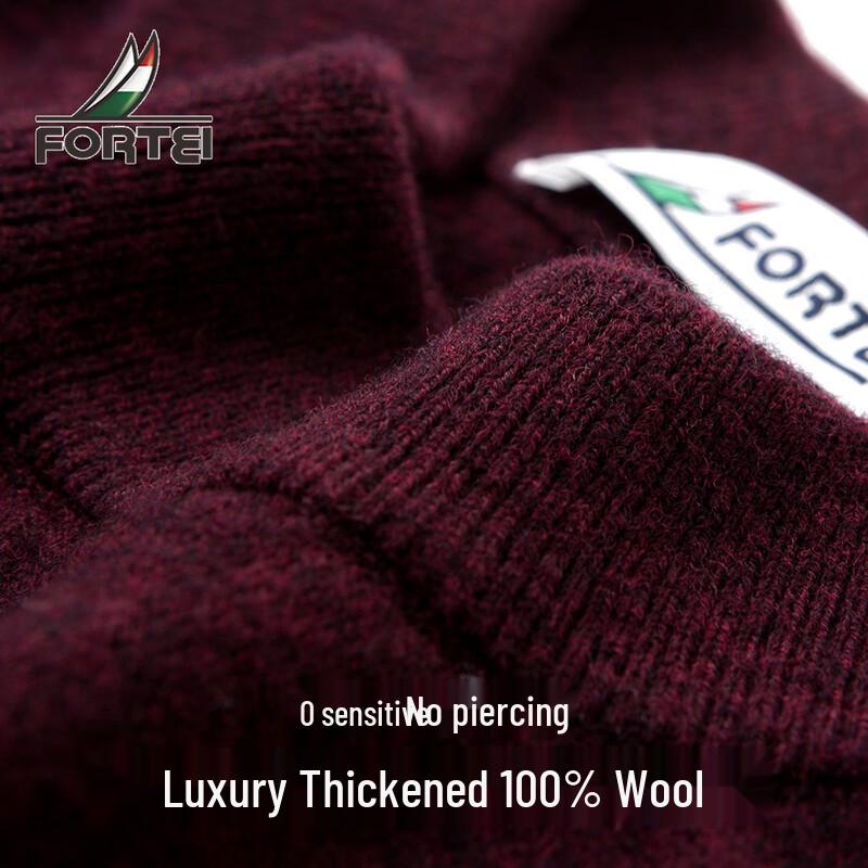 Futing Men's 100% Merino Wool Round Neck Knit Sweater