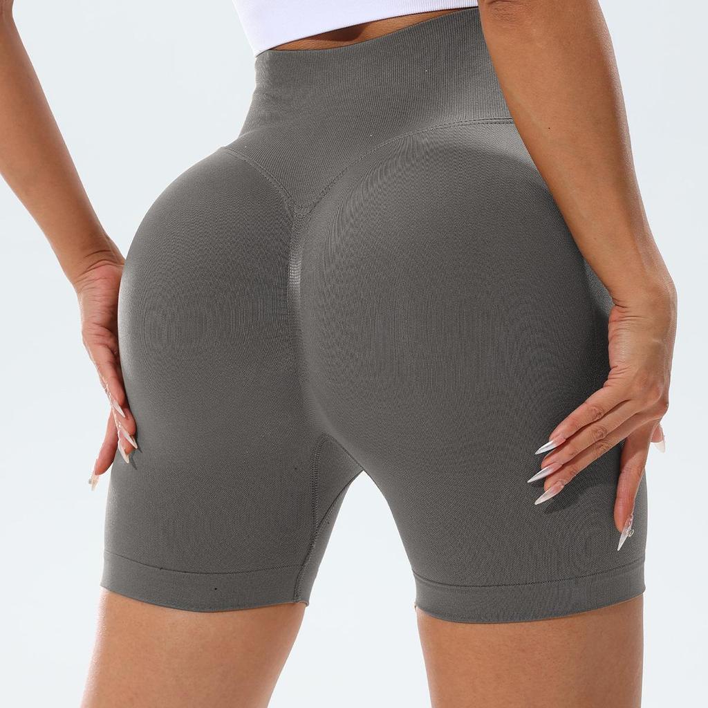 Women's High-Waist Seamless Yoga Shorts – Pleated Peach Butt Tummy Control, Summer Cycling & Running