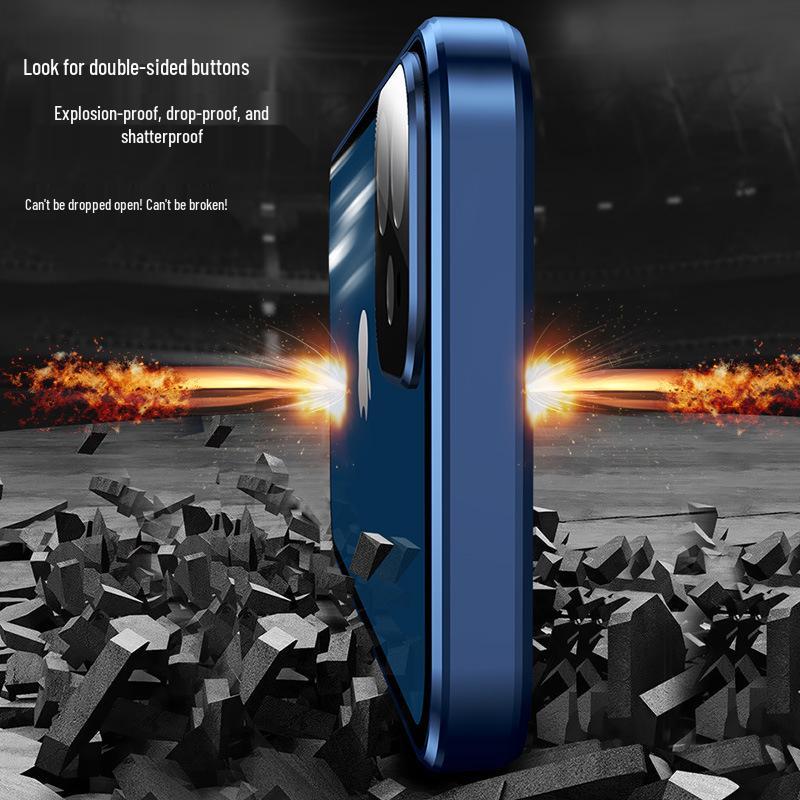 iPhone 16 Pro Max Metal Frame Protective Case with Double-Sided Glass
