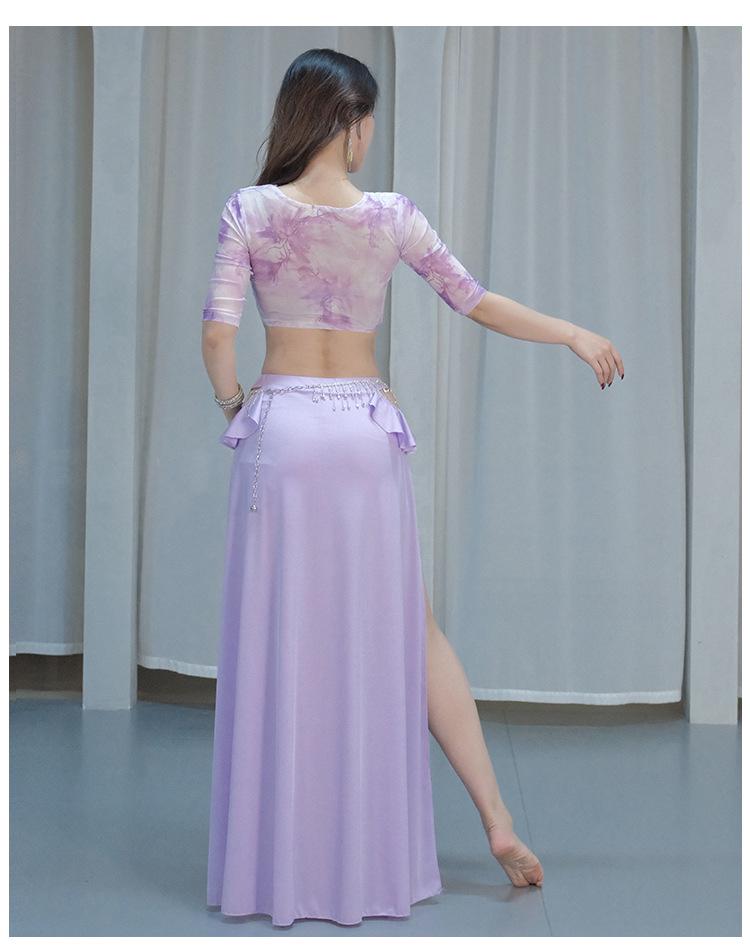 Oriental Mesh Print Belly Dance Performance Dress Set for Women
