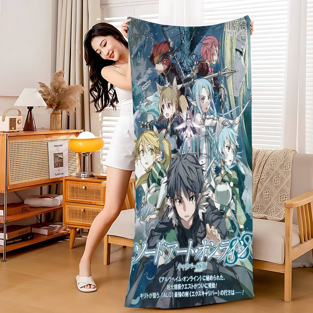 

Anime Sword Art Online Kirito Asuna Microfiber Beach Towel Absorbent Quick Dry Soft Yoga Swimming Resort Mountain Climbing Towel W40*H60(CM)