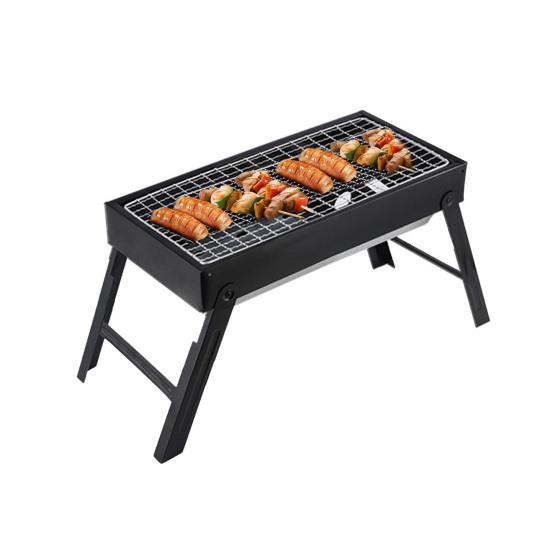 

Гриль-барбекю Портативный складной угольный гриль для приготовления пищи на открытом воздухе Простая сборка и очистка Нержавеющий металлический гриль для кемпинга, пикников, пляжных вечеринок чёрный