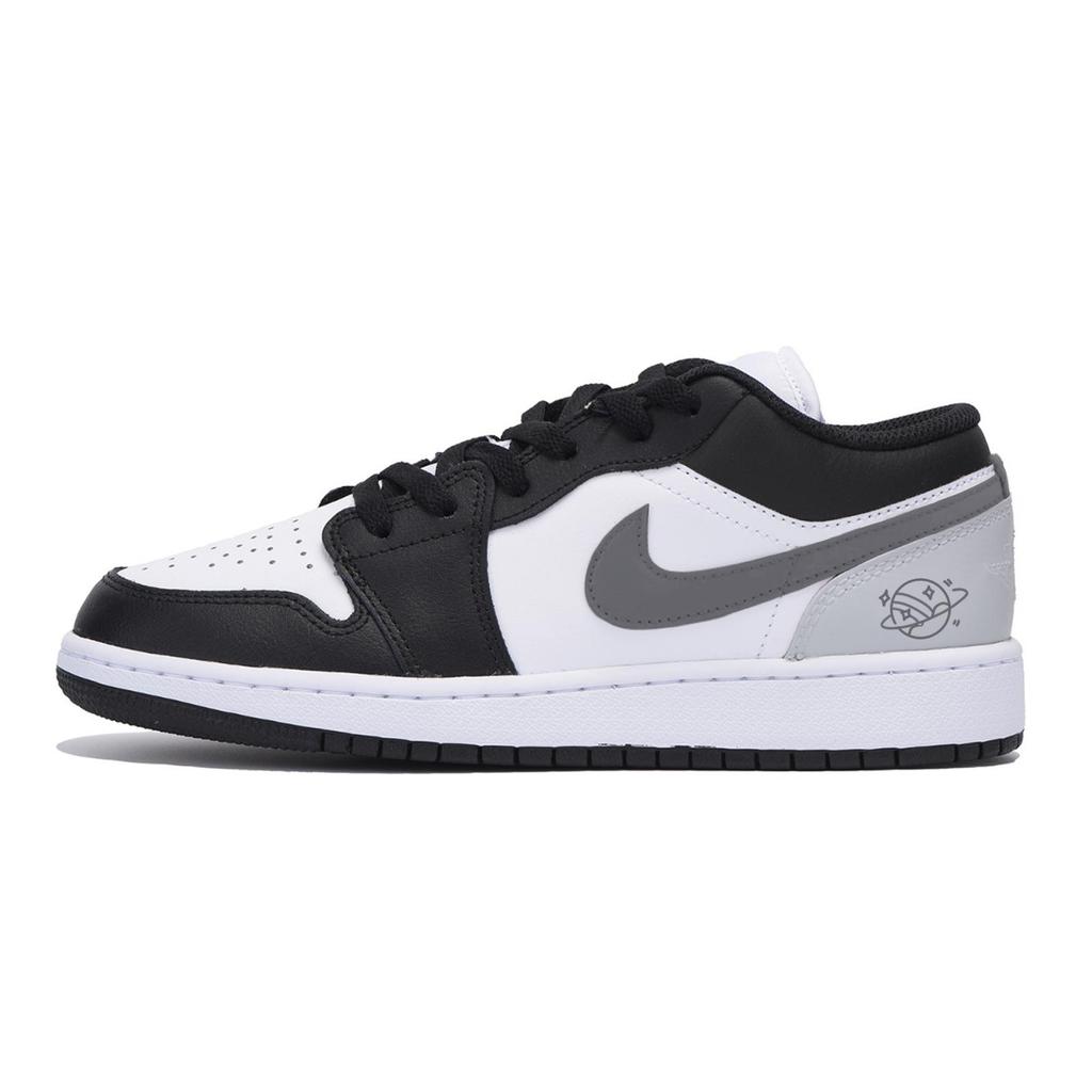 Jordan Air Jordan 1 Slip Resistant Abrasion Resistant Low top Vintage Basketball Shoes Men's Black Gray 553558-131(Team85-)