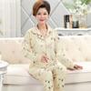 High-end large-size floral imitation cotton pajamas for women's spring and autumn new long-sleeved medium mother loungewear set