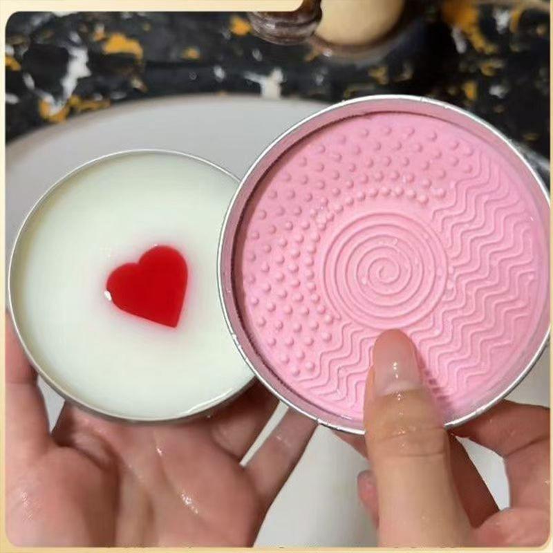 Cute Heart Shaped Makeup Brush Cleaning Soap 100g For Silicone Pad Cosmetic Sponge & Beauty Tool Washer Quick-Dry Deep Clean