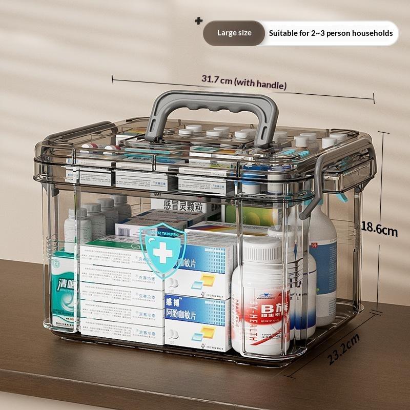 With Rectangular Lid Transparent Waterproof Medicine And First Aid Storage Box Double-Layer Pp Plastic Medicine Box For Emerg