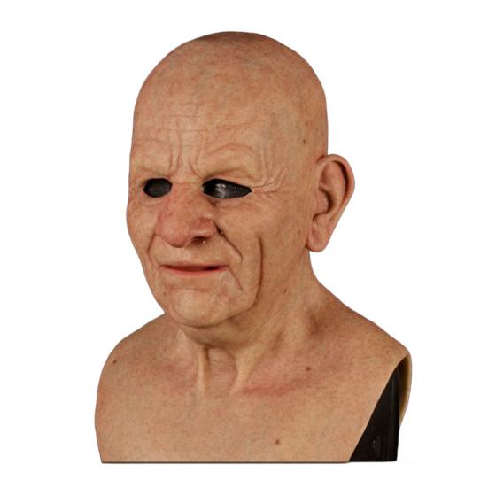 Gammal Mans Mask för Vuxna Realistisk Latex Äldre Människa Huvudtäckning med Livslika Rynkor för Halloween Maskerad Cosplay Kostymrekvisita