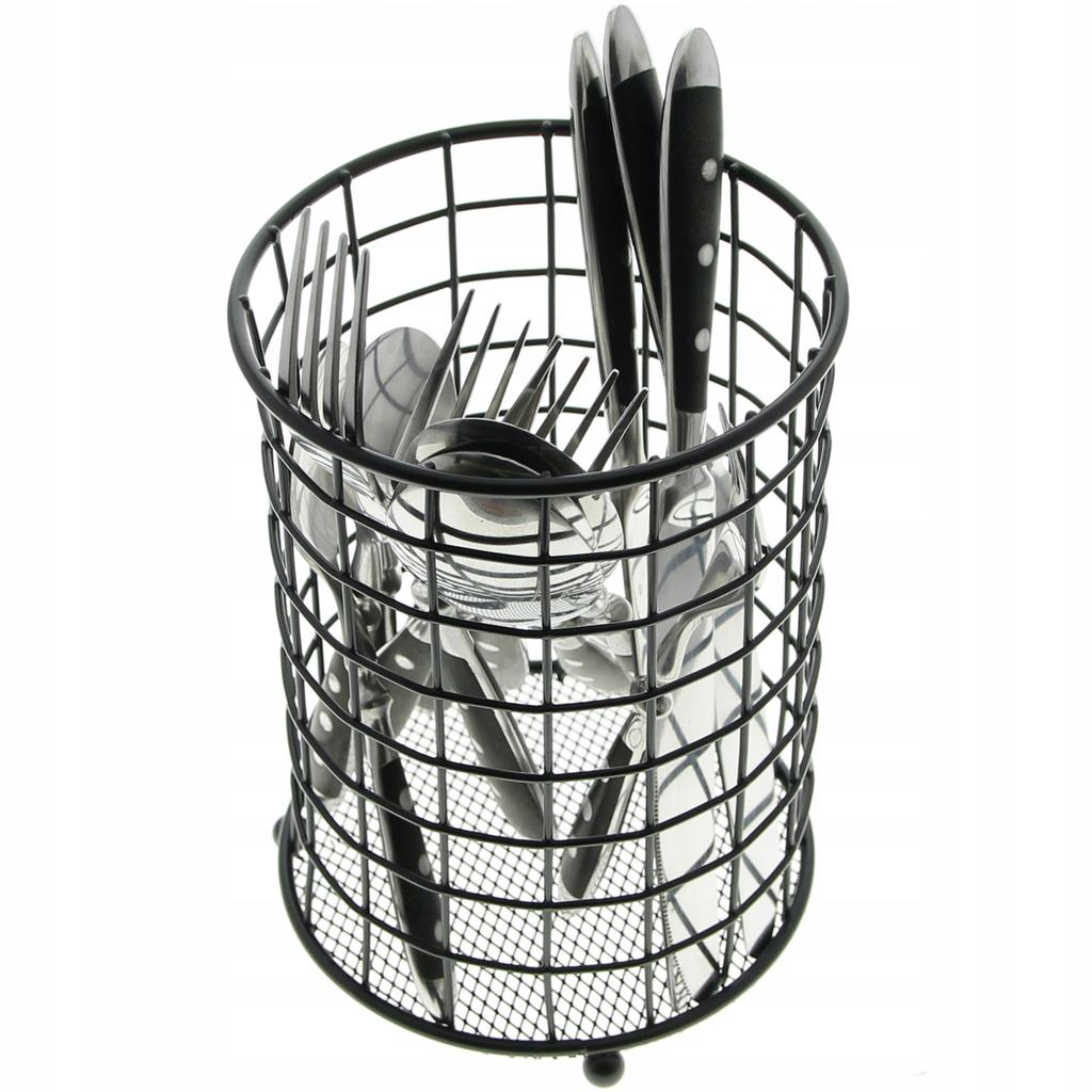 Cutlery Container Metal Basket Black Steel Organizer Basket