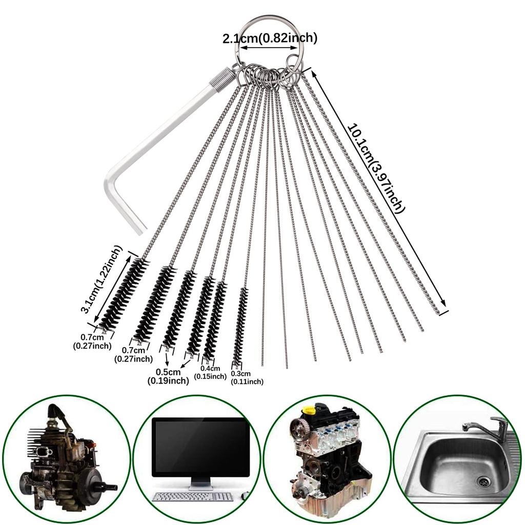 MOACCE 3 Sets Carburetor 16 Piece Tool Set 6 Wire Brushes 9 Cleaning