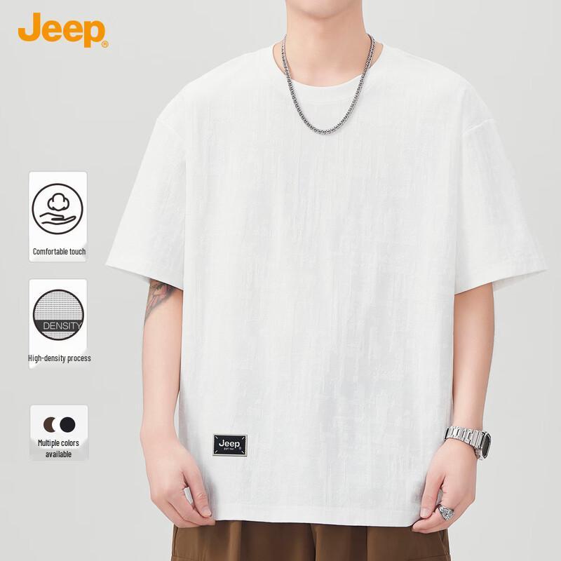 Jeep Men's Loose Fit Breathable Round Neck Short Sleeve T-Shirt