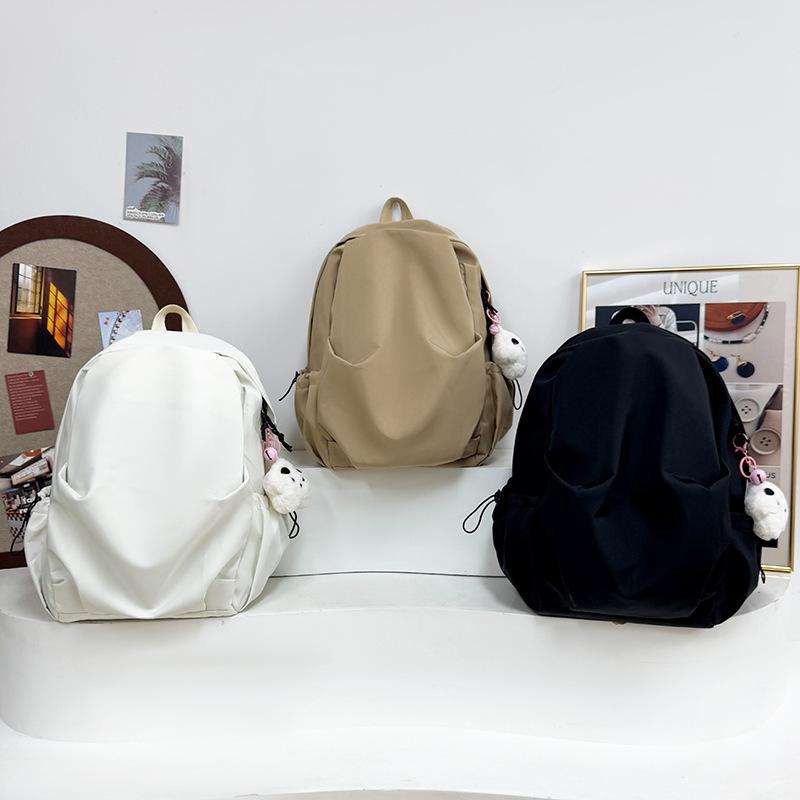 Schoolbag Korean Version Versatile Solid Color Folded Backpack Men's Casual Backpack Women's Travel Bag Junior High School Student School Bag