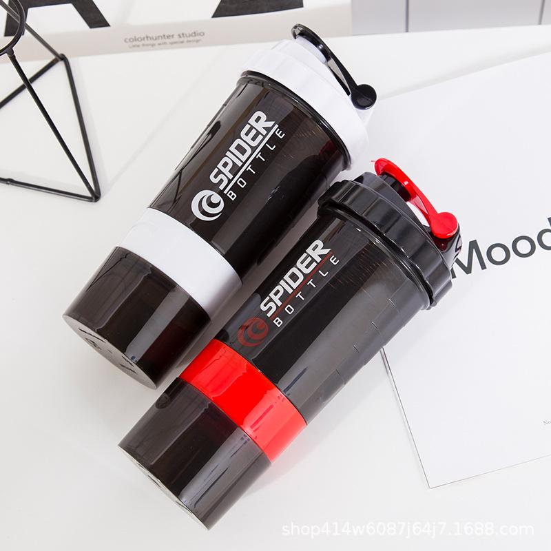 3 Layers Shaker Protein Bottle 550ml Whey Powder Blender Cup Cute Water Bottle Sports Fitness Shakel Bottles Vaso Shaker Gym