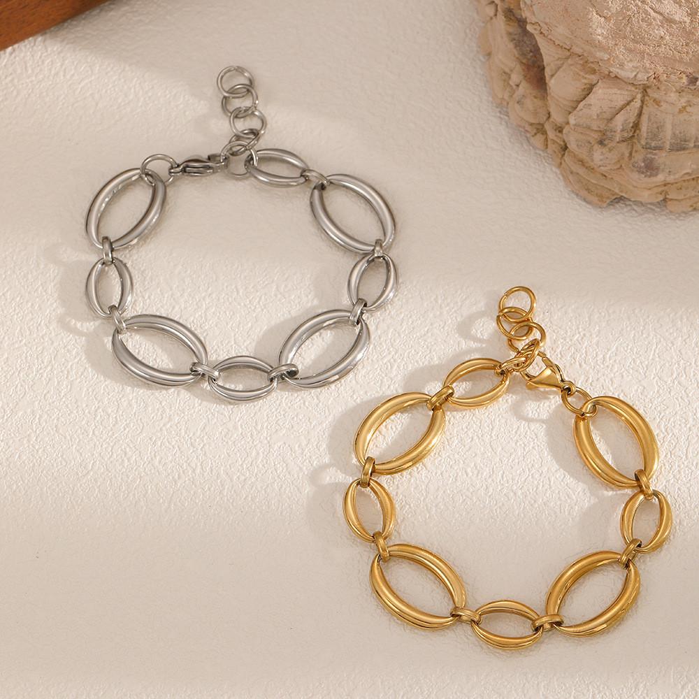 Stainless Steel Geometric Chain Bracelet For Women Summer Fashion Accessory