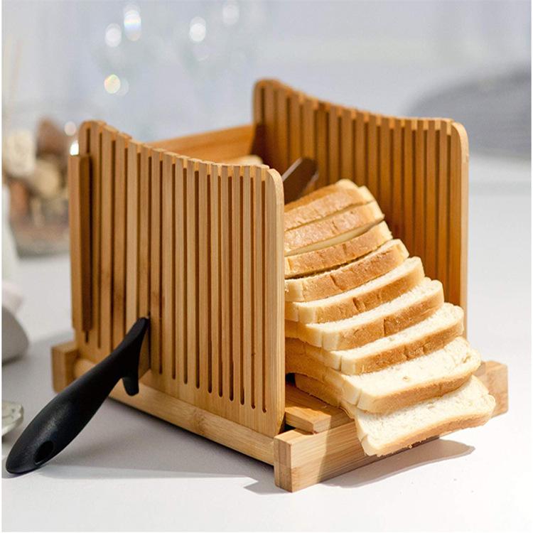 Bamboo Bread Slicer - European Style Wooden Toast and Ham Divider