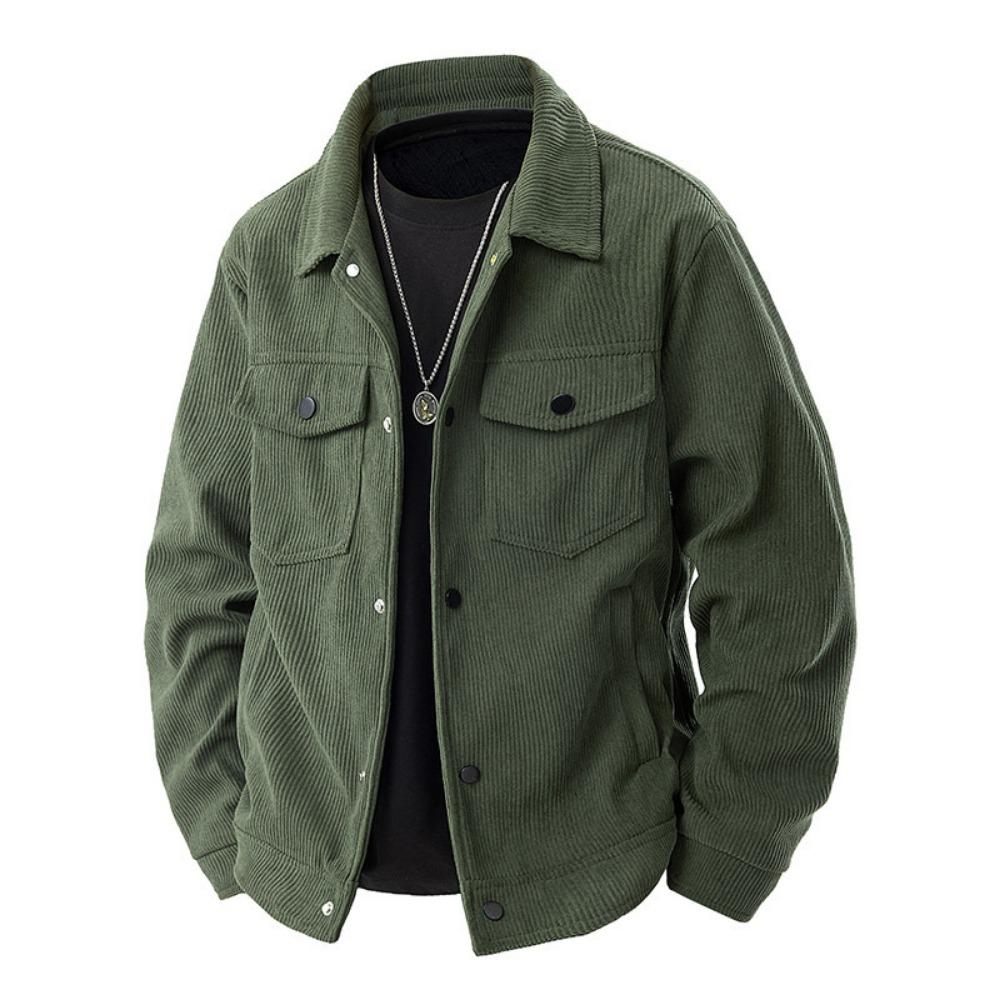 

2026 Stylish New Men Corduroy Jackets Comfortable Windproof Male Clothes Casual Turn-down Collar Jacket Coats Plus Size Multiple Colors M армия зеленый