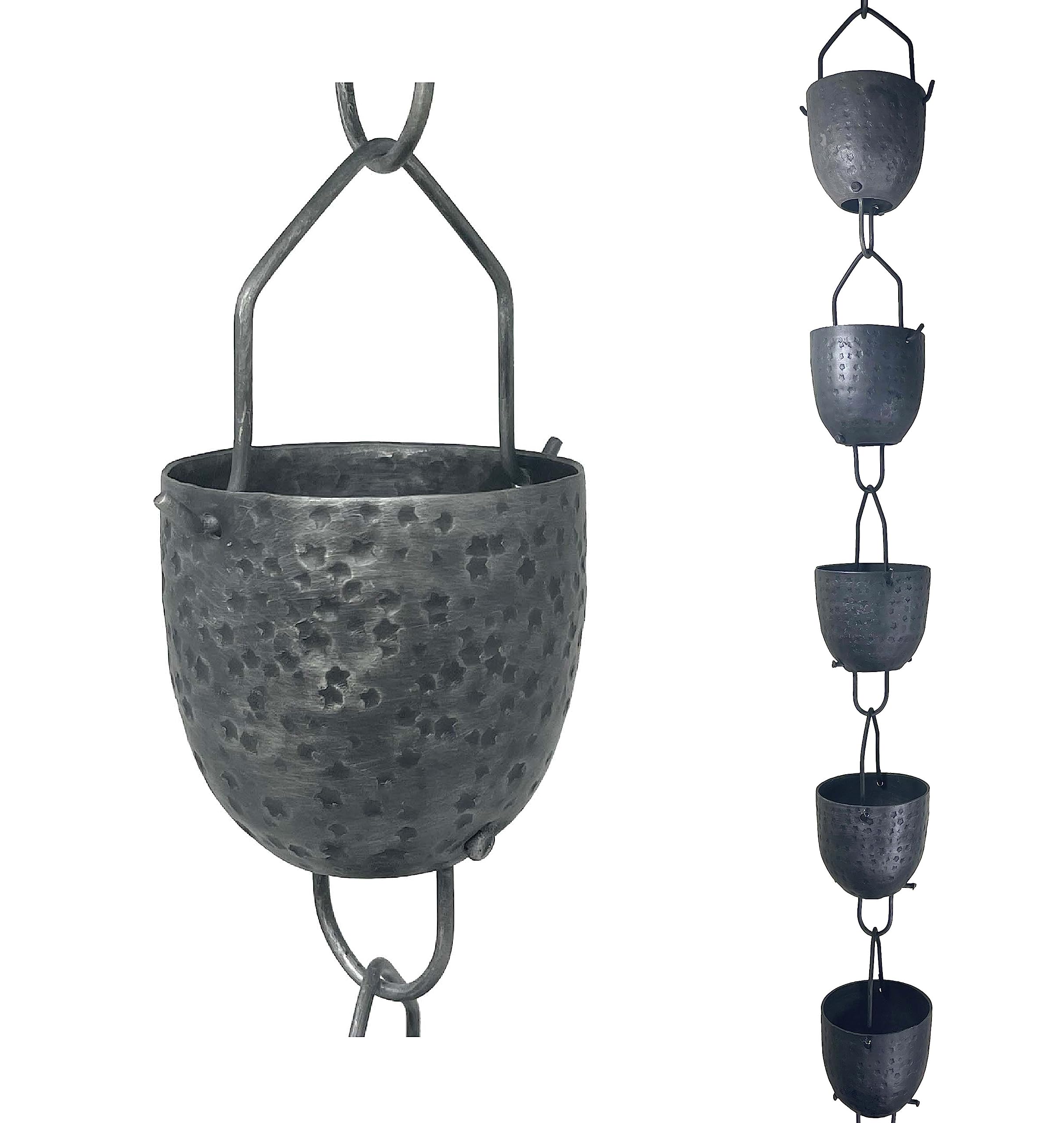 

JASINC Heavy Duty Rain Chain Pewter Rain Gutter Water JAS3006PE 2.6m Chain, Downspout, Diverter,