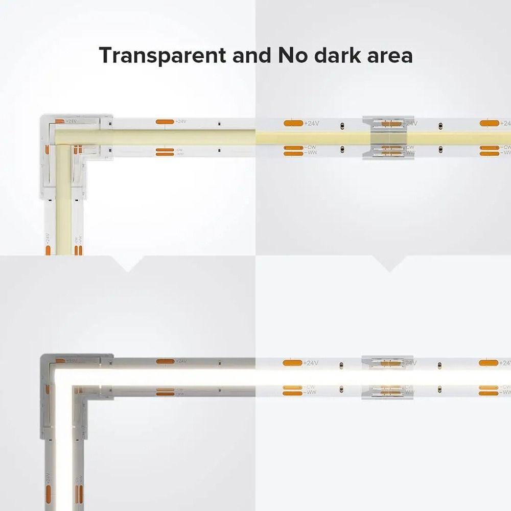5Pcs/Set Transparent L-Shaped Corner LED Strip Connector  For 5mm 8mm 10mm 2/3/4pin FOB Tape Light