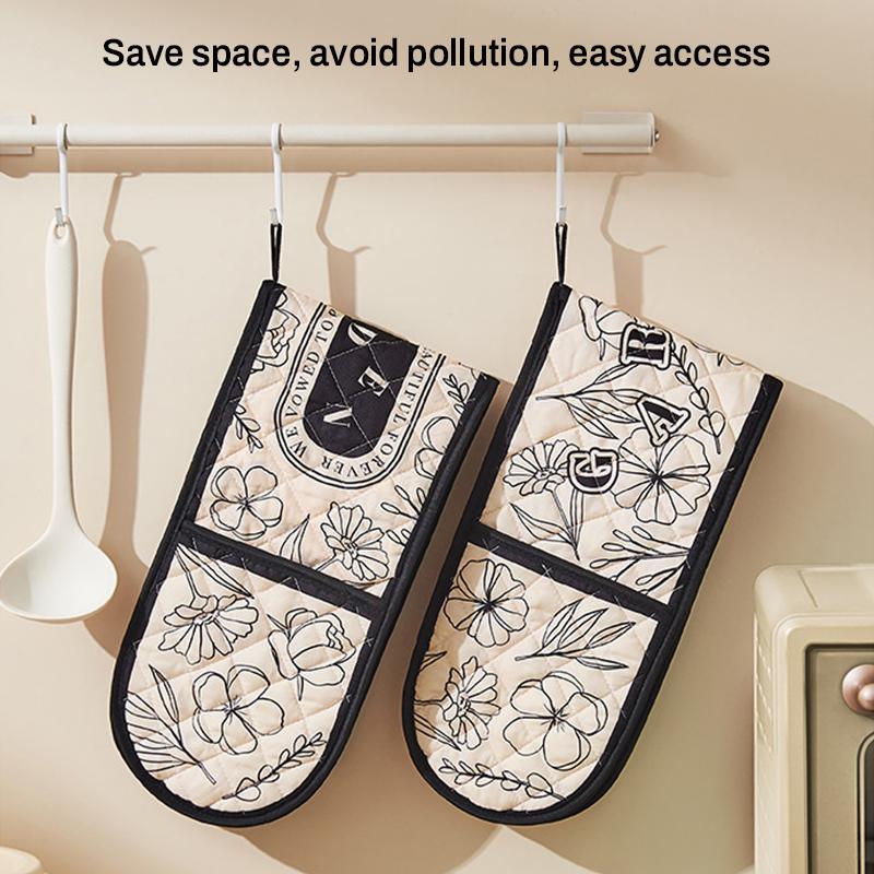 Heat Resistant Glove Oven Mitts Cotton Linen Microwave Baking BBQ Potholders Nonslip Household Kitchen Baking Glove Cooking Tool