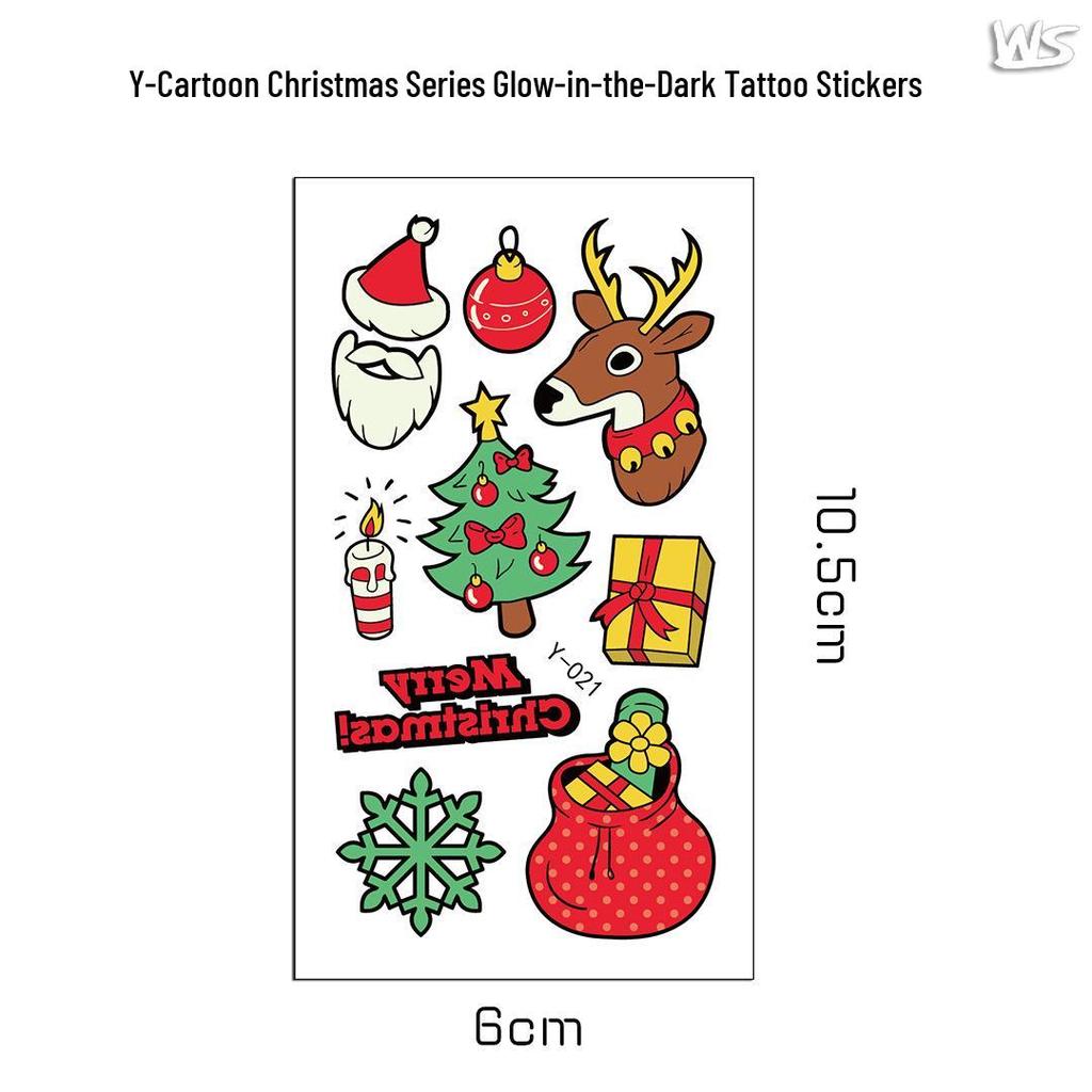 Creative Luminous Christmas & New Year Tattoo Stickers for Kids - Snowflake & Santa Designs