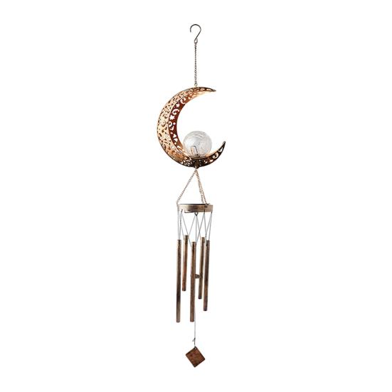 Solar Wind Chime for Outside Metal Waterproof Sun Moon Star Hanging Wind Chime