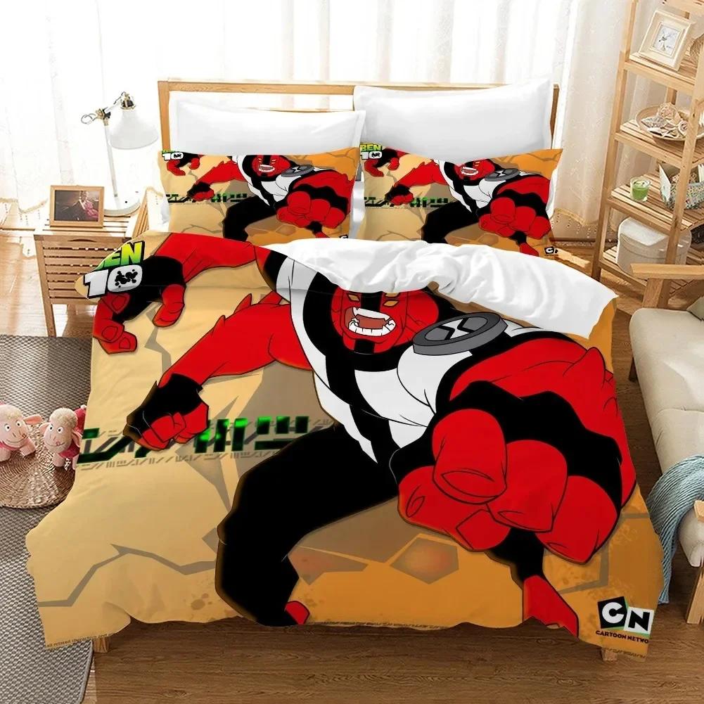 3D Cartoon Ben10 Bedding Set Print Bed Set With Pillowcase Bed Duvet Cover Soft Single Double Queen Super King Size Home Textile