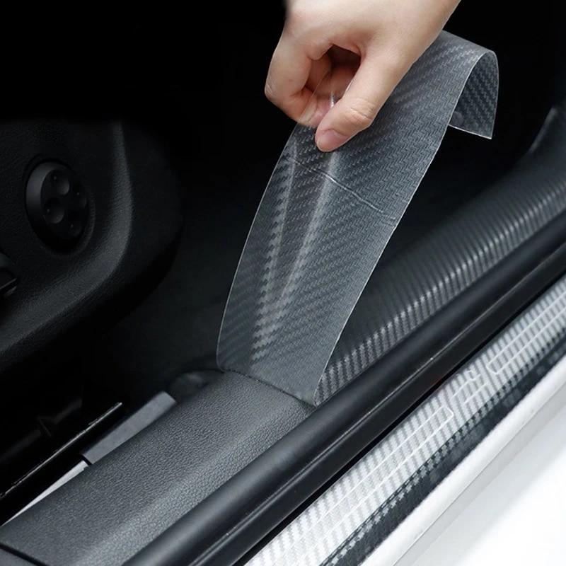 

Защитные наклейки на дверь автомобиля из углеродного волокна, нанолента против царапин, защитная пленка для порога багажника, защитная пленка для края двери