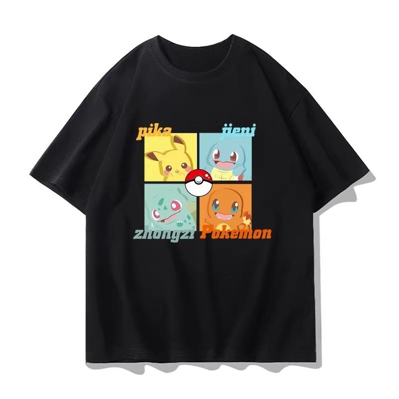 Potdemiel Summer New Pikachu Print Children's T-Shirt Suitable for Boys and Girls