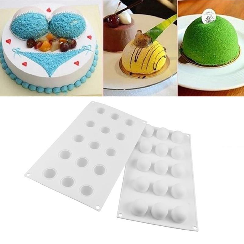 1 Pc White Silicone Mousse Mold French Dessert Baking Cake Mold Heart and Round Cupcake Baking Mouss