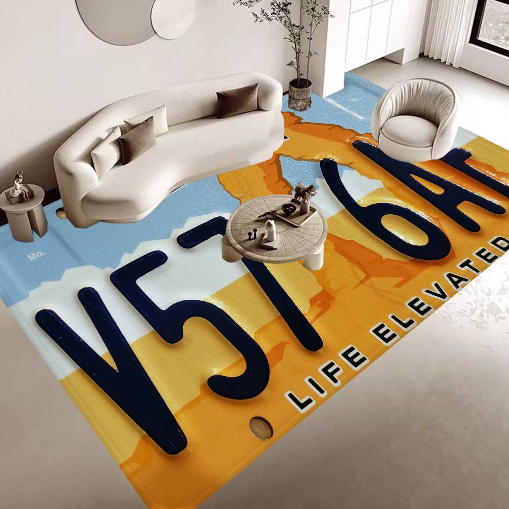 Retro Funny License Plate Number Car Floor Mat Cheaper Anti-slip Modern Living Room Balcony Printed Bedside Mats