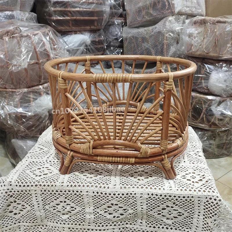 Handmade Vintage Bamboo Chair Baby Bed Crib 1pc Newborn Photo Posing Props Studio Shooting Accessories Baby Boy Girl Photo Props