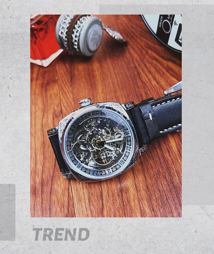 Duke of Lorraine 8837 Herren-Punk-Armbanduhr aus Edelstahl mit Automatikwerk