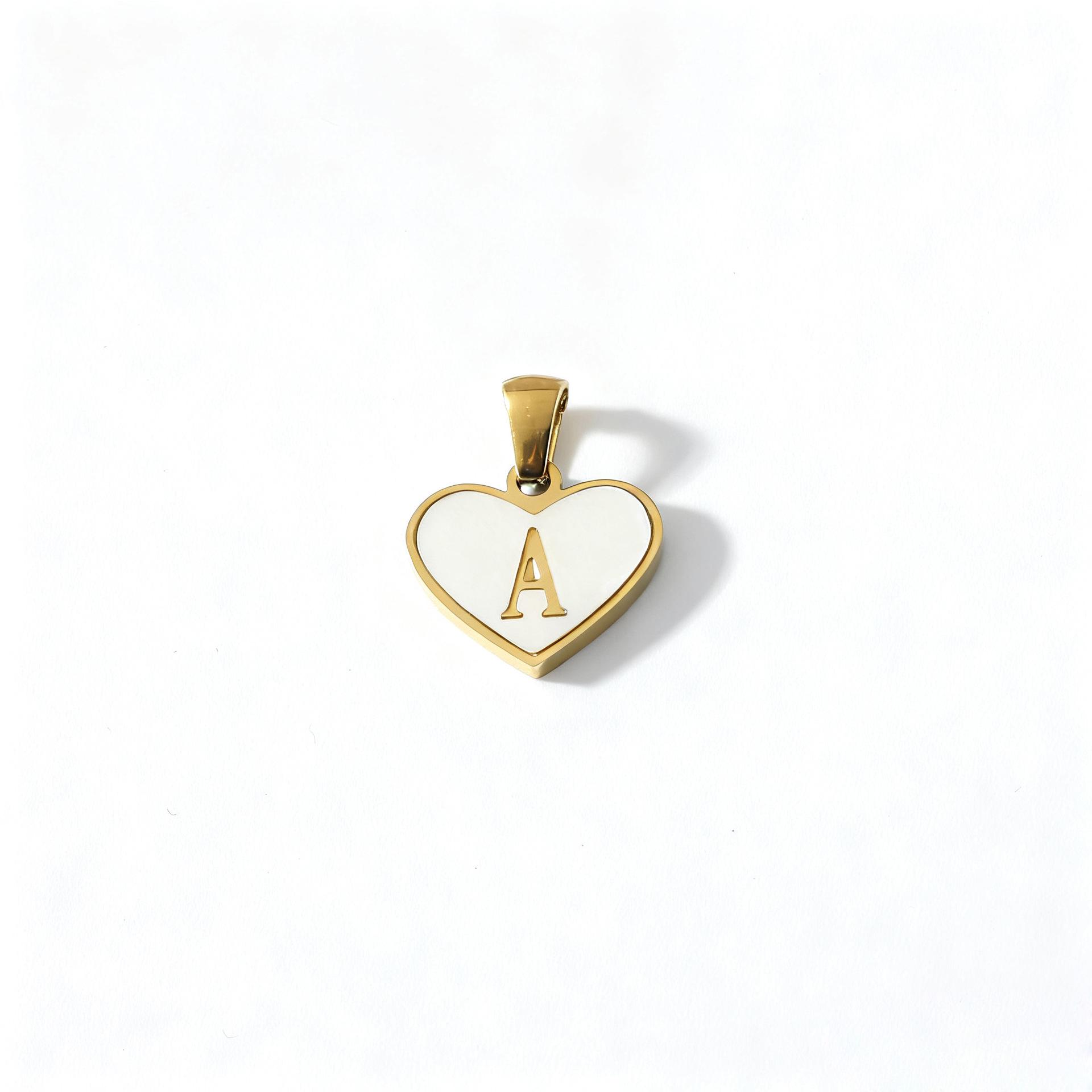 Stainless Steel Heart Pendant Necklace with English Letters