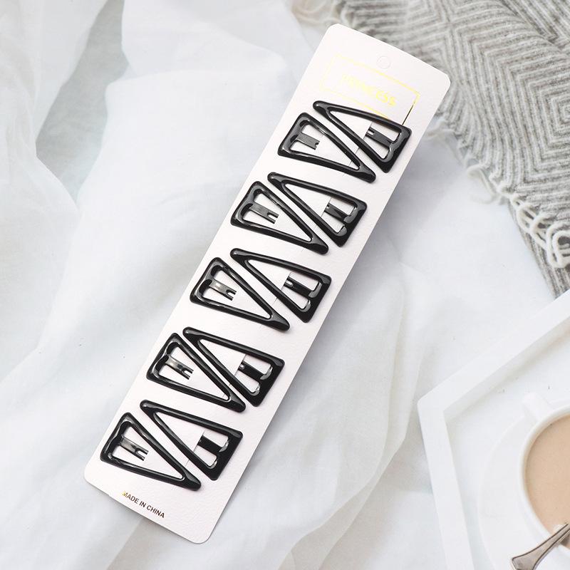 10-Piece Black Enamel Hair Clip Set for Women - Simple Forehead Stray Hair and Bangs Side Clips