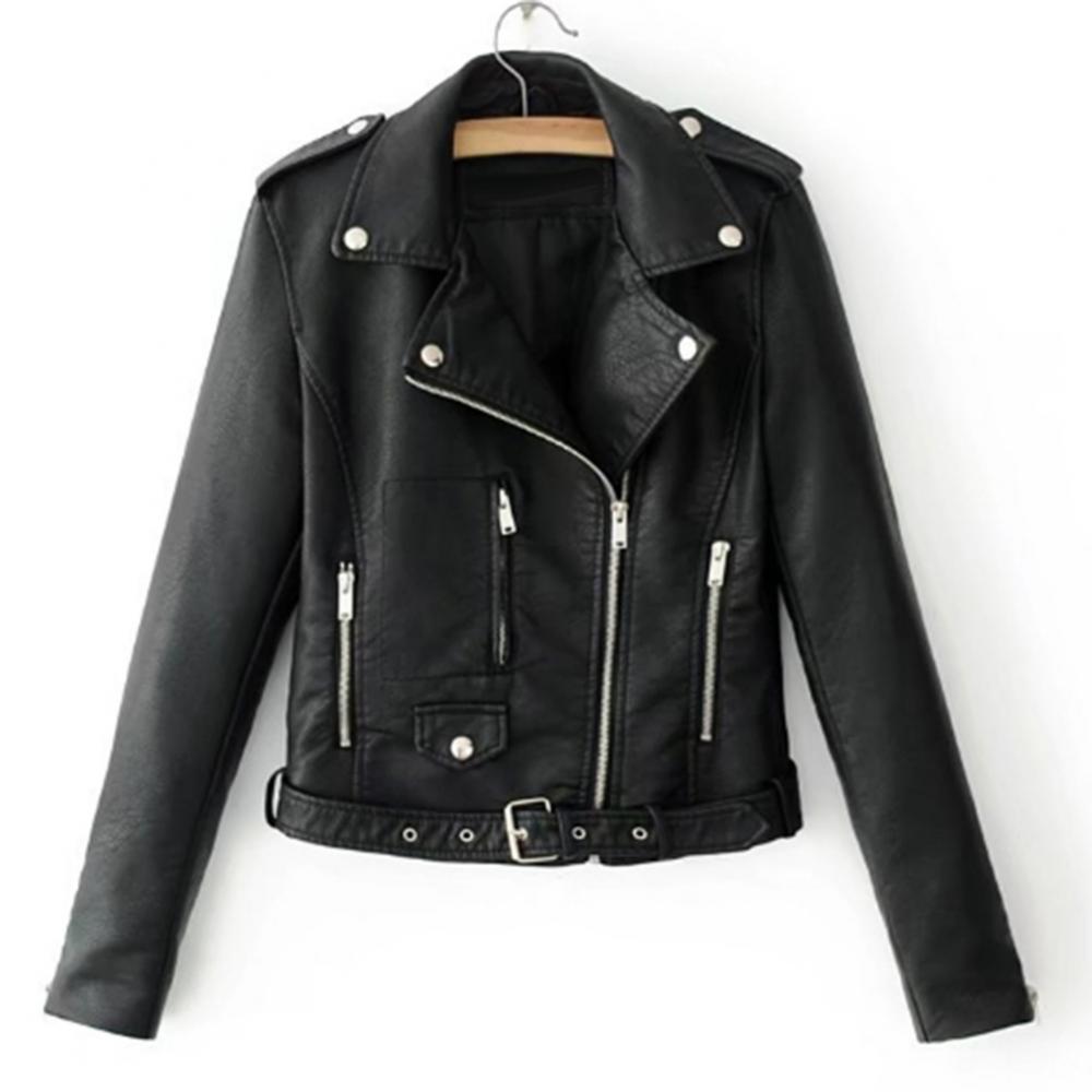 Women's Plus Size Casual Jacket PU Leather Jacket Slim Vintage Jacket Short Leather Jacket