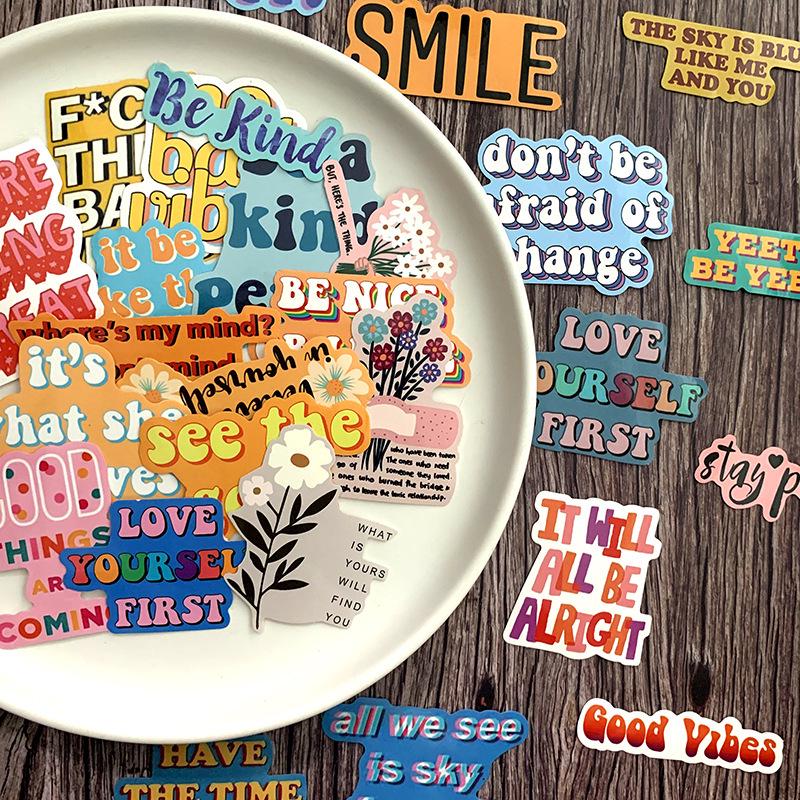 Motivational Cartoon Text Waterproof Sticker for Car, Tablet, Phone, or DIY Decoration.