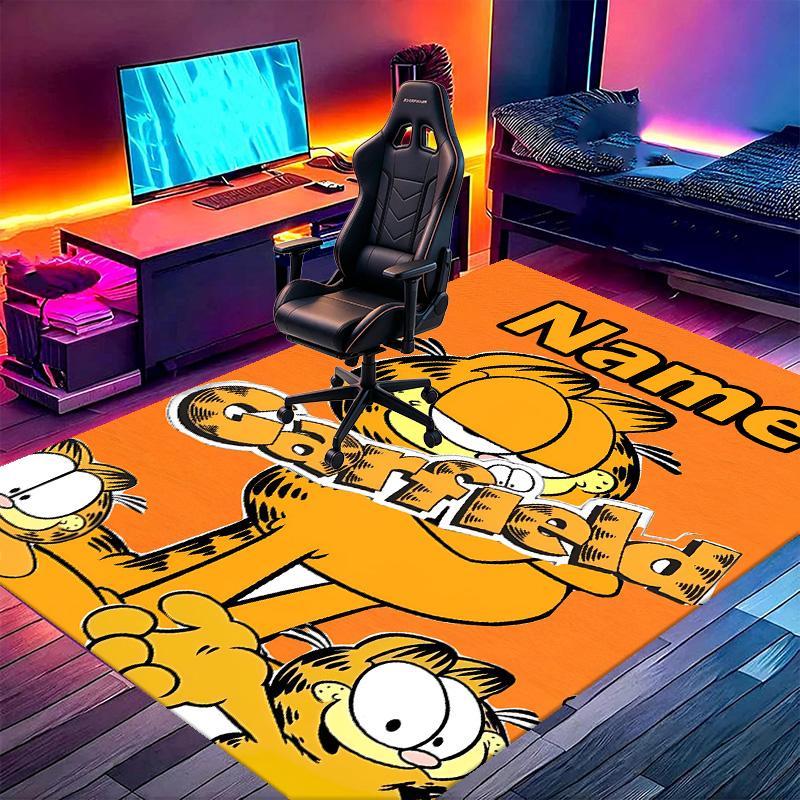 Custom Name Personalized Garfield Print Carpet, Versatile Home Decor Rug, for Playroom, Apartment, Balcony, Entryway, Hallway Gift