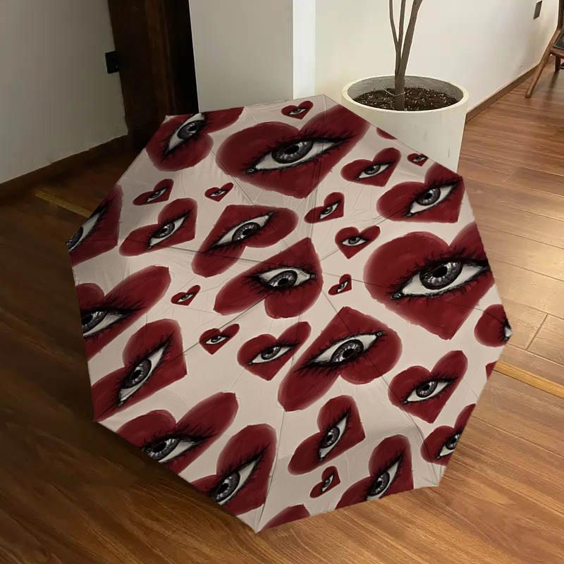 

Eye catching Heart Shaped Eyes Printed Umbrella Automatic Opening&Closing,Portable Folding Design,Outdoor Use,Festival Gift for Fans,