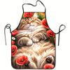 1pc, Easy Fashion Cartoon Cute Floral Cat Pattern Theme Print Apron, Kitchen And Catering Apron, Suitable for Cooking, Baking, Barbecue, Housework, Ki